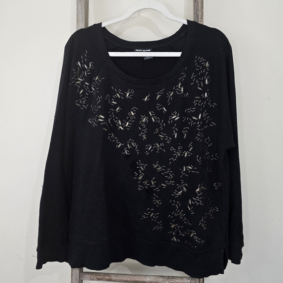 ⭐️40% Off⭐️ DKNY Jeans Embellished Black Sweatshirt - Picture 1 of 11